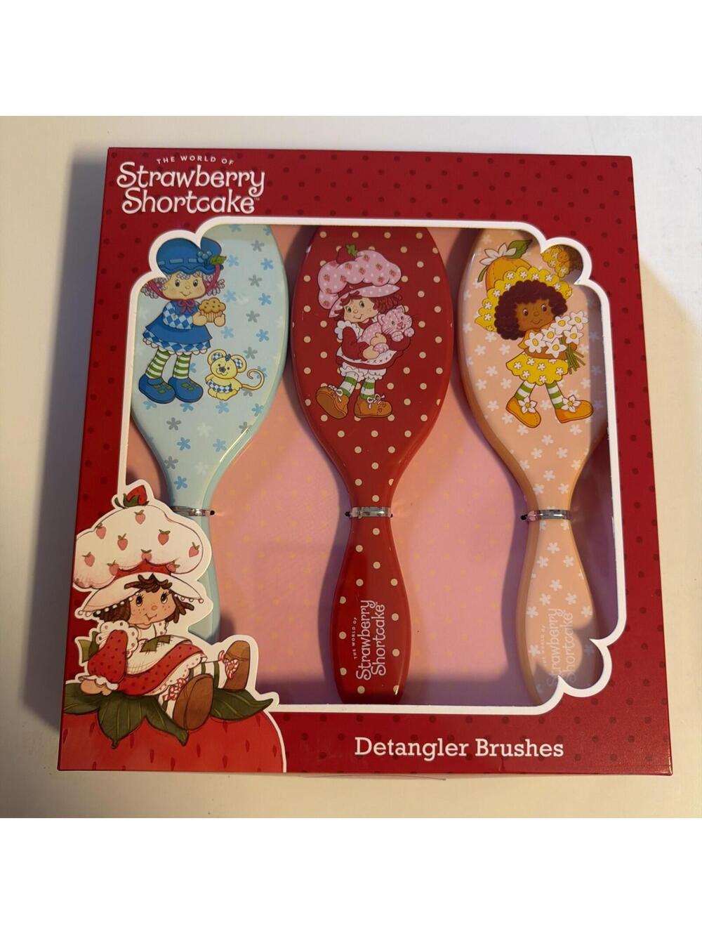 Strawberry Shortcake Detangler Hair Brush Set 3 Pack Kids Gift NEW